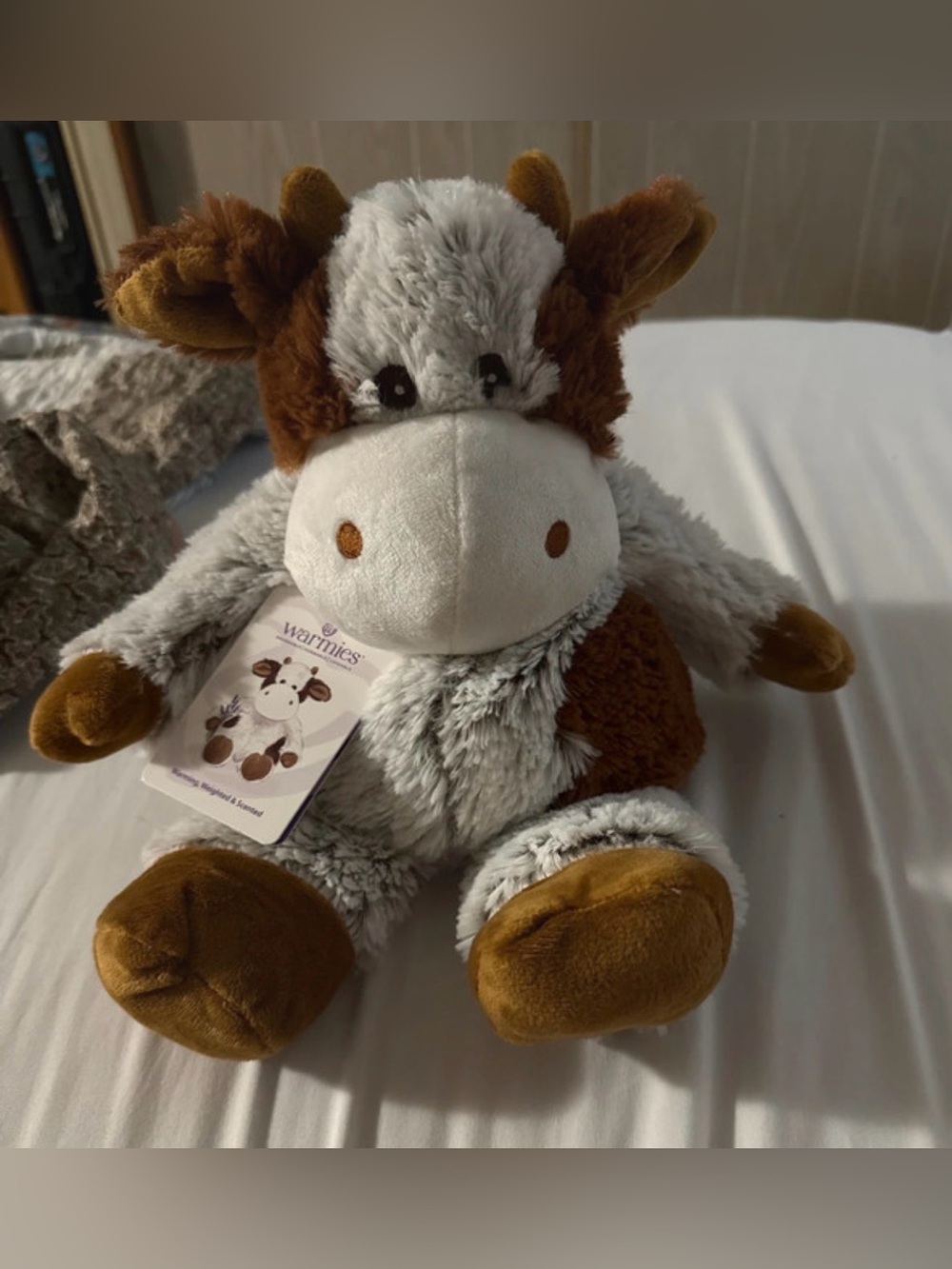 Warmies large pumpkin spice cow warming , weighted , and lavender scented plush